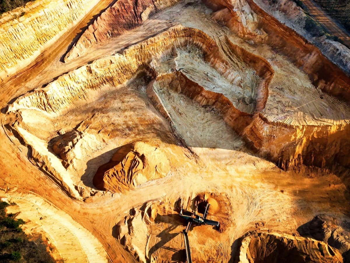 Aerial view of an open-pit mine